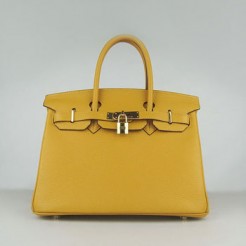 Hermes Birkin 30cm Togo leather Handbags yellow golden