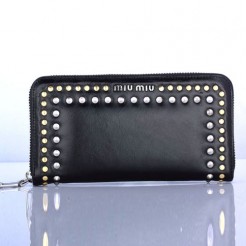 Miu Miu Zip Around Studed Wallet 131511 Black