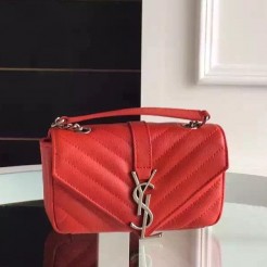 Yves Saint Laurent Baby Monogram Chain Bag In Red Goatskin