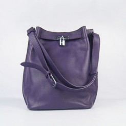 Hermes Nappa Leather Shoulder Bag H2804 purple Silver