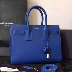 Yves Saint Laurent Small Sac De Jour Bag In Blue Leather