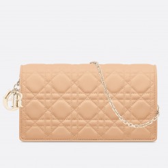 Dior Lady Dior Clutch With Chain In Nude Lambskin