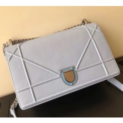 Dior Diorama Flap Bag In Blue Pale Grained Calfskin