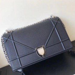 Dior Diorama Flap Bag In Black Grained Calfskin