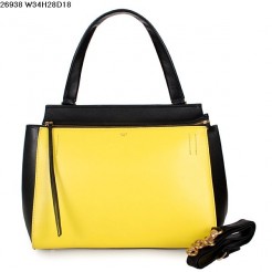 Celine EDGE Calfskin Leather Bag Lemon Yellow/Black 26938