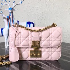 Dior Small Dioraddict Flap Bag In Pink Lambskin