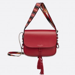 Dior Diorodeo Flap Bag In Red Calfskin