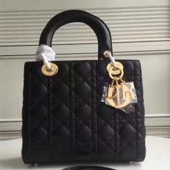 Dior Medium Lady Dior Bag In Black Lambskin