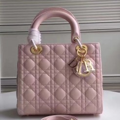 Dior Medium Lady Dior Bag In Pink Lambskin