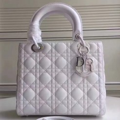 Dior Medium Lady Dior Bag In White Lambskin
