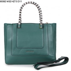 Bvlgari New Hand Carry Serpenti Calfskin Leather Bag Green 80382