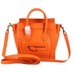 Celine Small Luggage Tote Orange Leather Bag