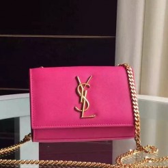 Yves Saint Laurent Small Monogram Satchel Bag In Rosy Leather
