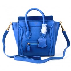 Celine Small Luggage Tote Blue Leather Bags