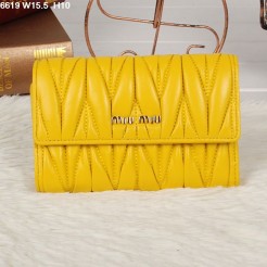 Miu Miu Matelasse Yellow Original Leather Flap Wallet