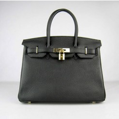 Hermes Birkin 30cm Togo leather Handbags black golden