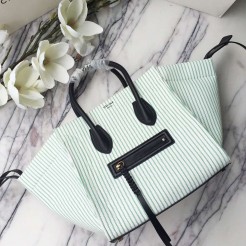 Celine Medium Phantom Bag In Stripes Textile Green