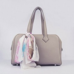 Hermes Togo leather handbag H2802 grey