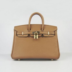 Hermes Birkin 25cm Handbag 6068 light coffee golden