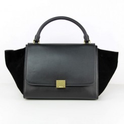 Celine Black Classic Trapeze Suede Leather Bag