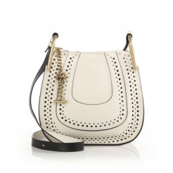 Chloe Hayley Small Perforated Leather Crossbody Bag White