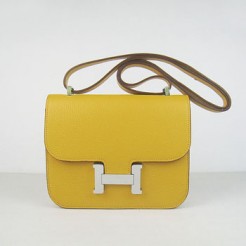 Hermes Constance Cowskin Leather Bag H017 yellow silver