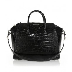 Givenchy Antigona Medium Crocodile Satchel Black