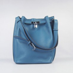 Hermes Nappa Leather Shoulder Bag H2804 blue Silver