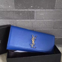 Yves Saint Laurent Blue Classic Monogramme Clutch Bag