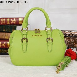 Miu Miu Grainy Madras Grass Green Small Top Handle Bag