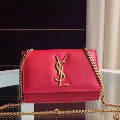 Yves Saint Laurent Small Monogram Satchel Bag In Red Leather