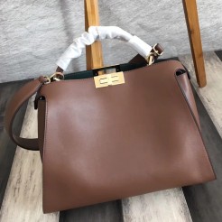 Fendi Peekaboo Essential Bag In Dark Brown Calfskin