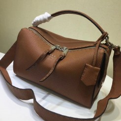 Fendi Lei Selleria Boston Bag In Camarel Roman Leather