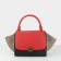 Celine Small Trapeze Red Black Khaki Suede Bag