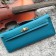 Hermes Turquoise Handcrafted Kelly Cut Clutch