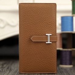 Hermes Bearn Gusset Wallet In Brown Leather