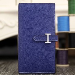 Hermes Bearn Gusset Wallet In Electric Blue Epsom Leather